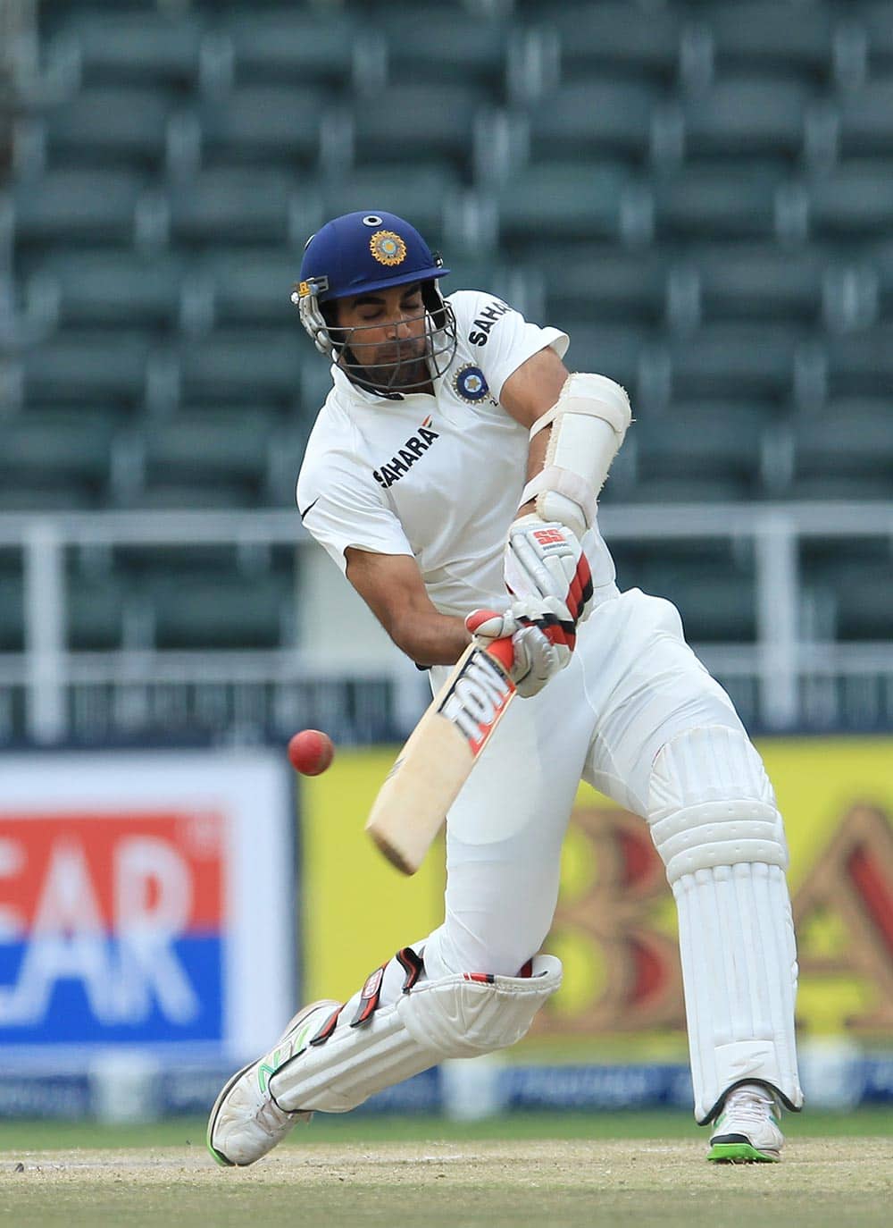 Zaheer Khan plays a shot during their 2nd innings on the fourth day of their cricket test match against South Africa at Wanderers stadium in Johannesburg.