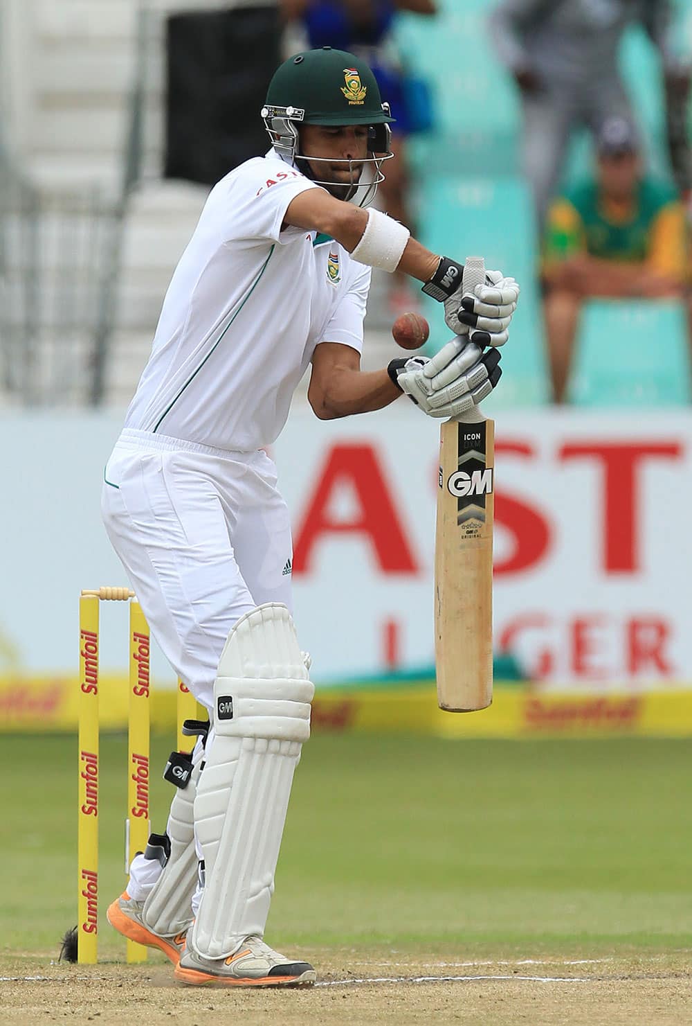 South Africa's batsman Robin Peterson plays a shot on the forth day of their cricket test match against India at Kingsmead stadium, Durban, South Africa.