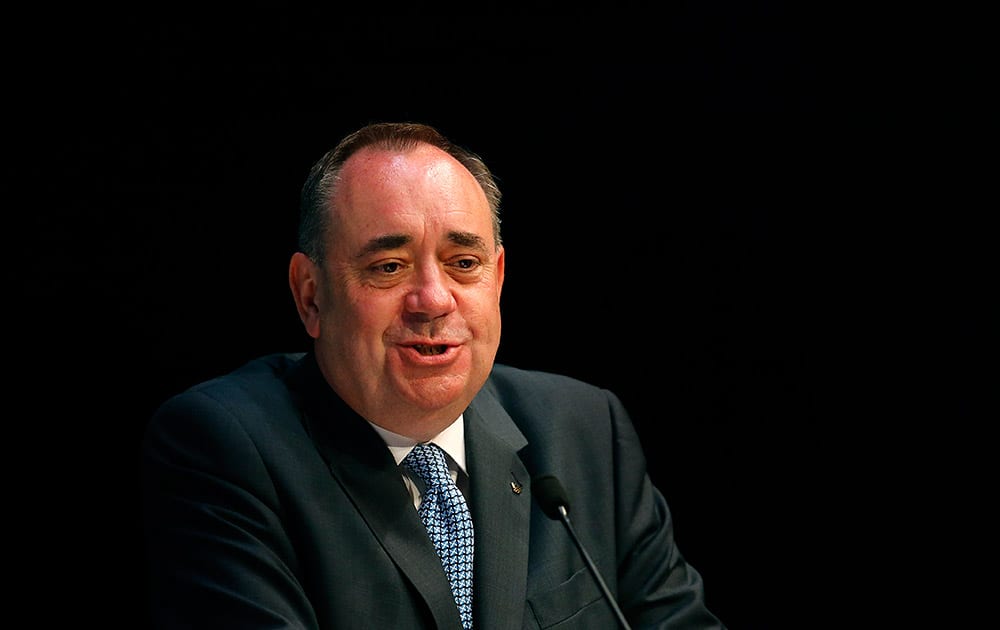 Scotland's First Minister Alex Salmond addresses the media, during a press conference ahead of the Commonwealth Games 2014, in Glasgow, Scotland.