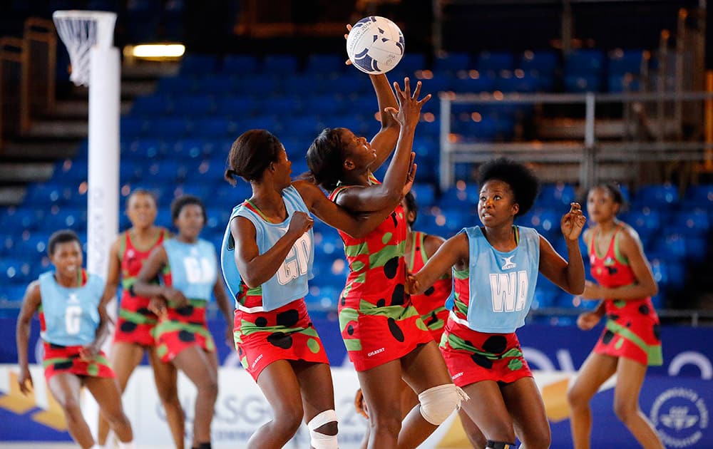 Players of Malawi practice netball one day before the opening of the Commonwealth Games 2014 in Glasgow, Scotland.