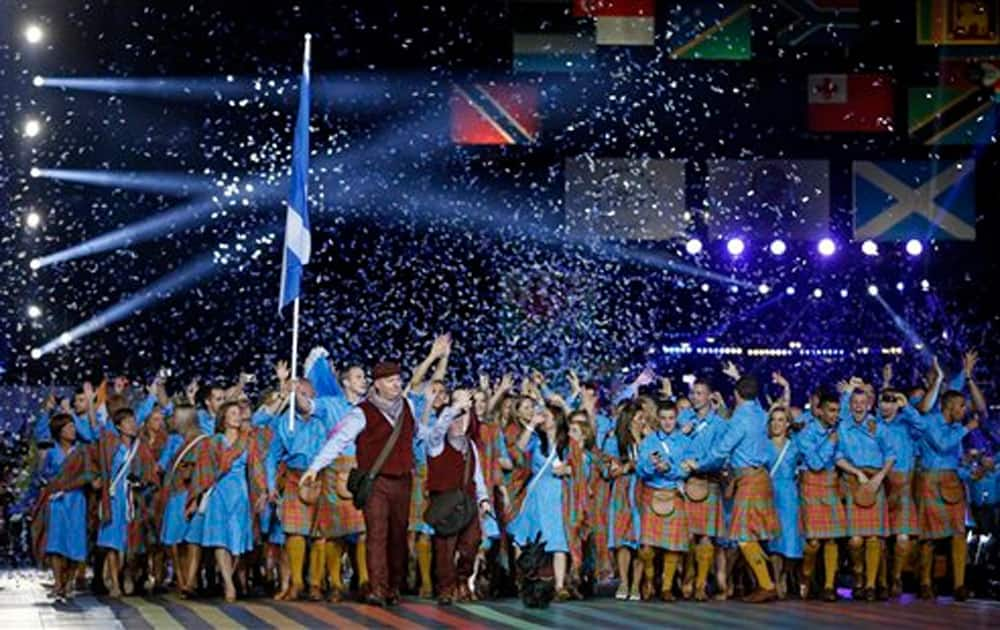 Team Scotland enter the arena during the opening ceremony for the Commonwealth Games 2014 in Glasgow.