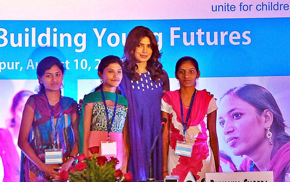 Actress Priyanka Chopra, National Ambassador of Unicef at an event organized by UNICEF Unite for children, in Nagpur.