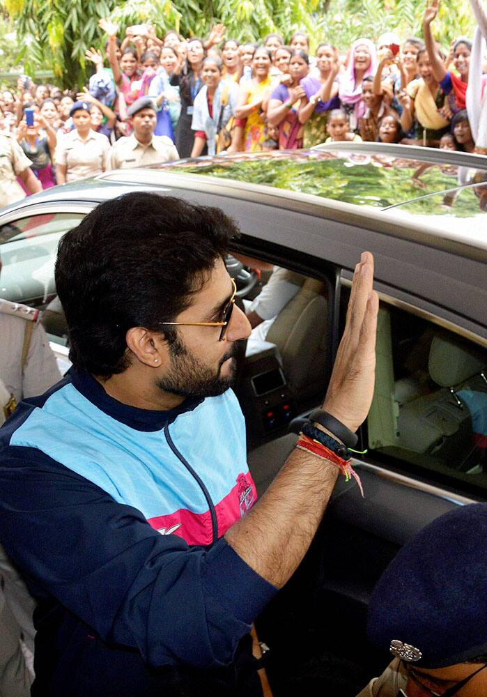 Bollywood actor Abhishek Bachchan at a function in Magadh Mahila College in Patna.