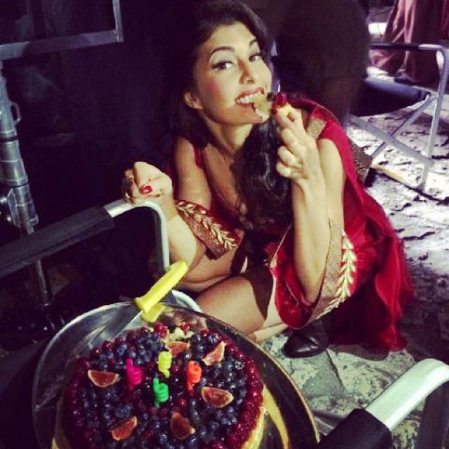 Jacqueline Fernandez Actress - Thank you team #bangistan for the cake with all the berries < highlight for sure was the birthday song in Polish!!! @biancahartkopf I liked your present the most < - instagram