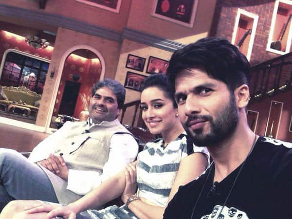 shahid kapoor - on set comedynightswithkapil . dark humour in the house with vishal sir and @ShraddhaKapoor. -twitter