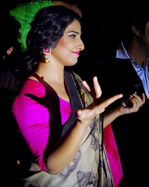 Actress Vidya Balan during Janmashtami 'dahi handi' celebrations event in Pune.