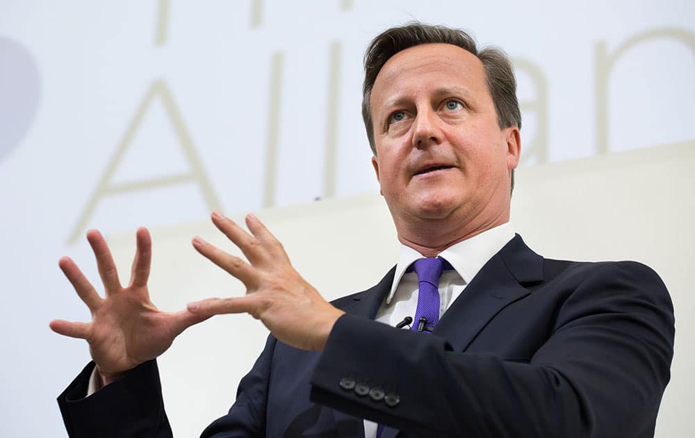 Britain`s Prime Minister David Cameron speaks at the Relationships Alliance Summit 2014 at the Royal College of GPs in London.