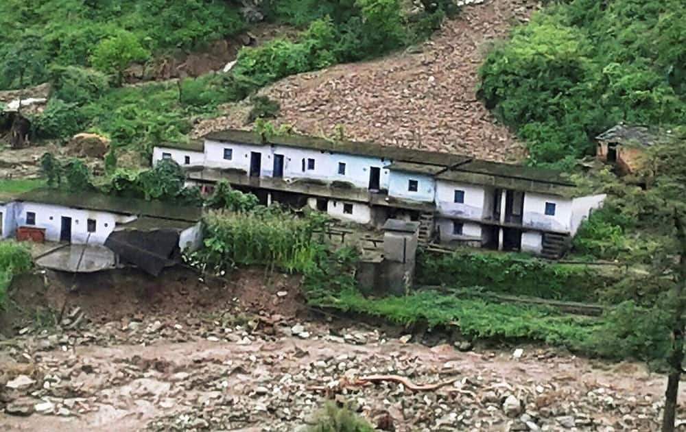 Heavy rains resulting flash flood and landslide damaged several houses in Henwal vally of Chamba block in Tehri Garhwal.