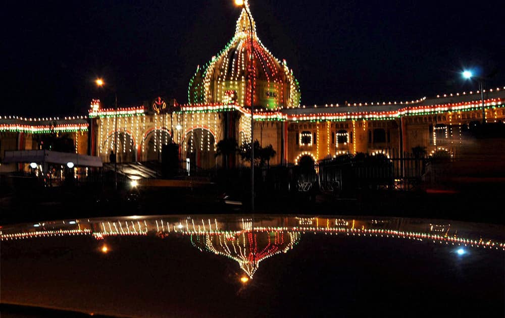 Uttar Pradesh Vidhan Sabha illuminated ahead of Independece Day in Lucknow.