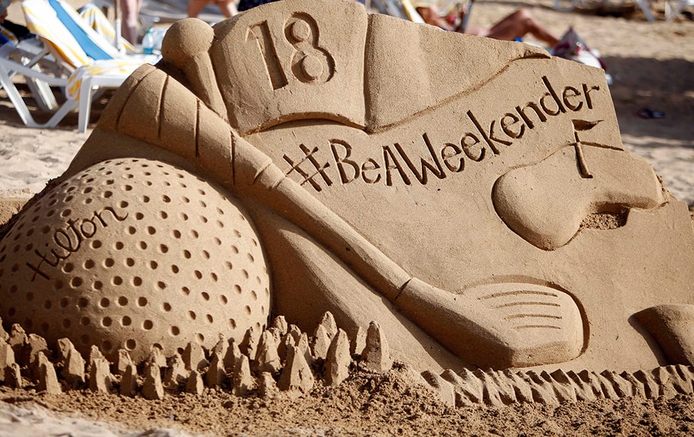 Sand sculptures were created to celebrate National Play in the Sand Day at Caribe Hilton, in San Juan, Puerto Rico. 