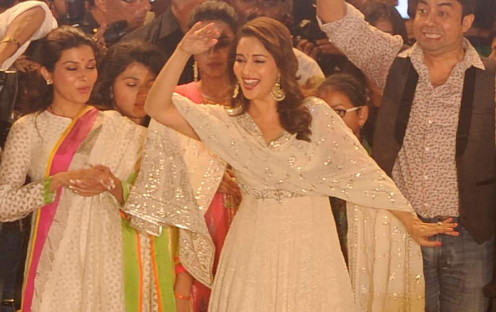 Madhuri Dixit Nene during dahi handi celebration in Mumbai. dna