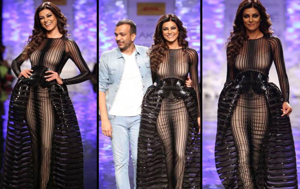 Sushmita Sen walks for Amit Aggarwal at Lakme Fashion Week 2014. -twitter