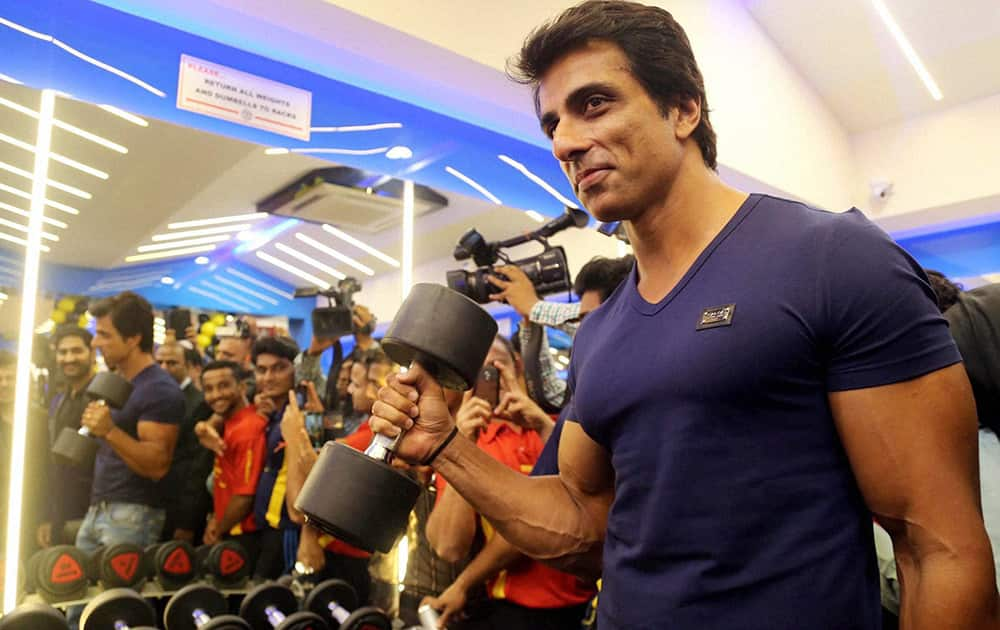 Sonu Sood during the launch of a fitness Center in Thane.