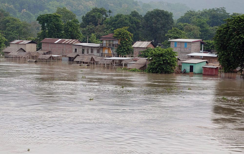 A flooded village in Morigaon district of Assam.