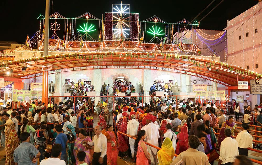 Moti Dungri Ganesh temple in Jaipur decorated with lights on the eve of Ganesh Chaturthi festival.