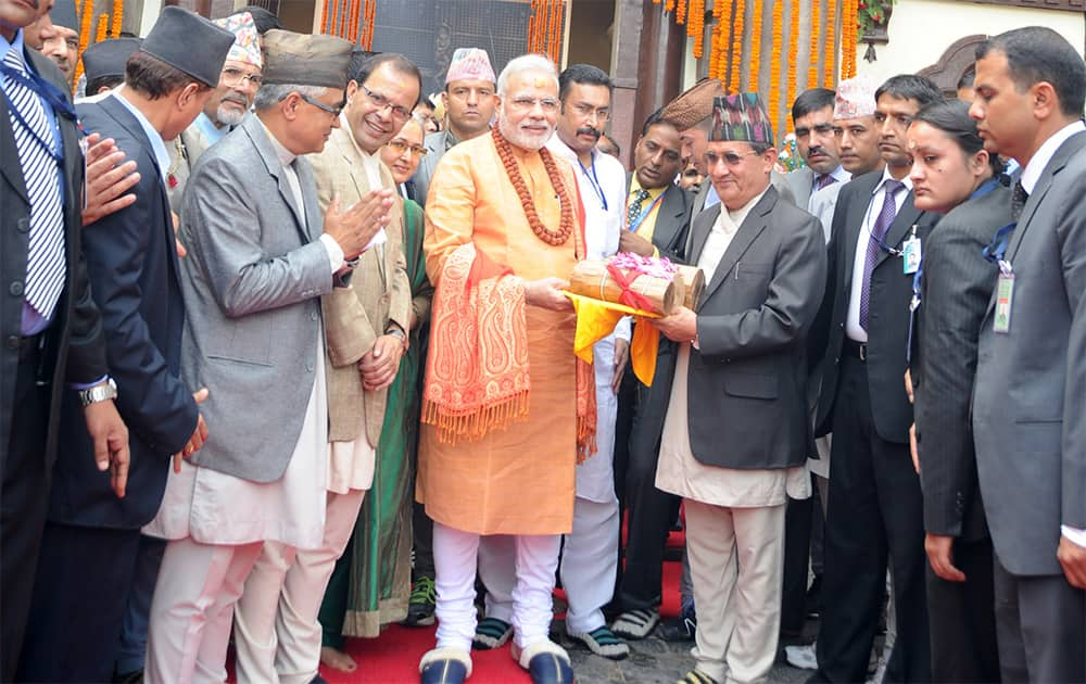 Modi offers special prayers at the Pashupatinath temple in Kathmandu on the last Shravan Monday.