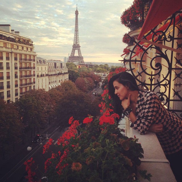 neha dhupia - The gorgeous #plazaathenee ... My room with a view ... The true #Paris experience. -instagram