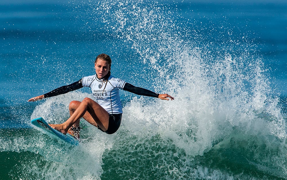 Nikki Van Dijk of Australia surfs during round one of the Swatch Women's Pro Trestles, in San Clemente.