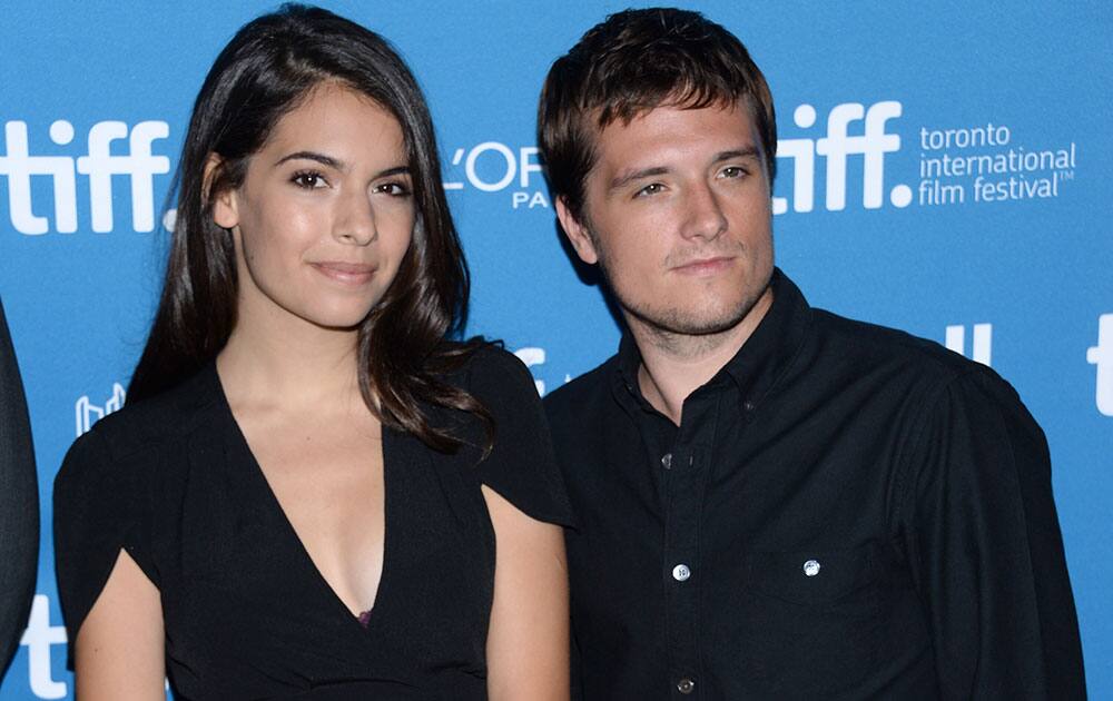 Claudia Traisac, left, and Josh Hutcherson attend the press conference for `Escobar: Paradise Lost` on day 7 of the Toronto International Film Festival.