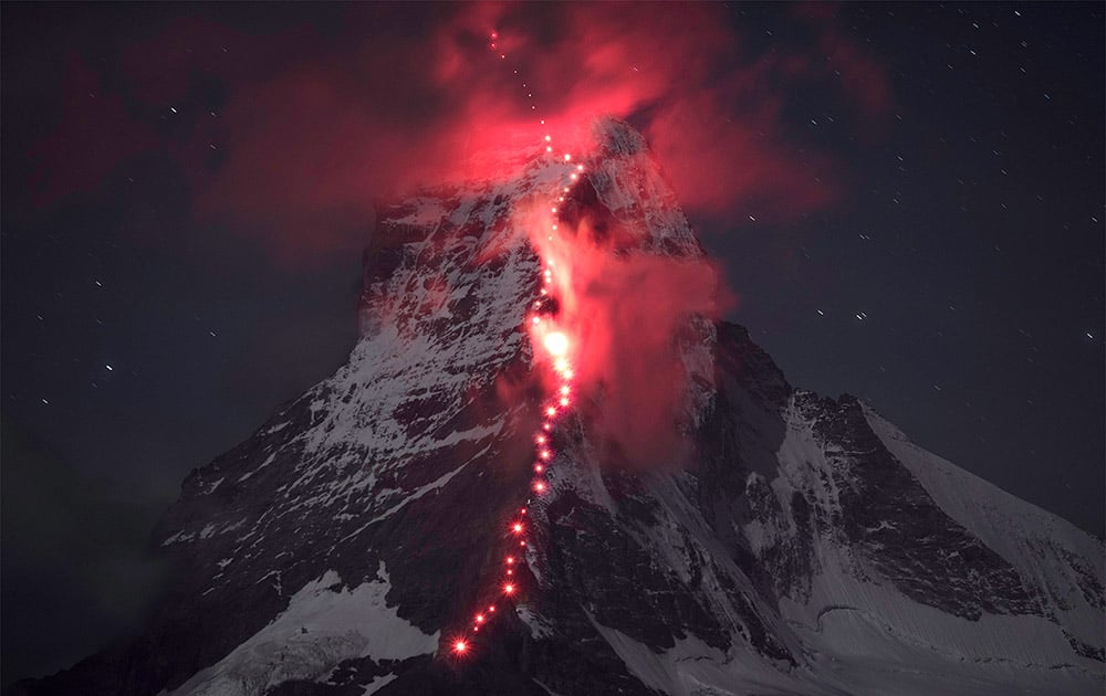 In preparation for the 150th anniversary of the first ascent of the Materhorn, Swiss mountain sports specialist Mammut and mountain guides from the village of Zermatt transformed the spectacular summit into a shining stone icon as an anniversary gift to Zermatt.