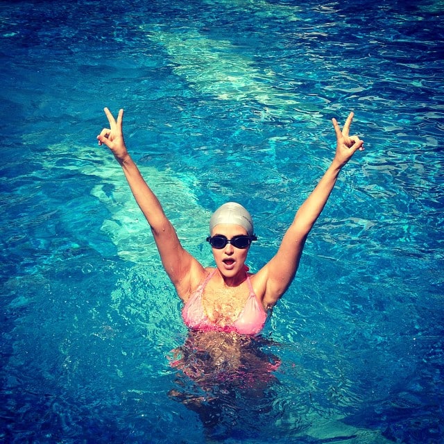 neha dhupia -#victory ... 50 laps 60 mins ... Best feeling ever! #fitness #swim -instagram