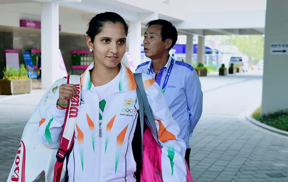 Tennis ace Sania Mirza after a practice session at the 17th Asian Games in Incheon, South Korea.