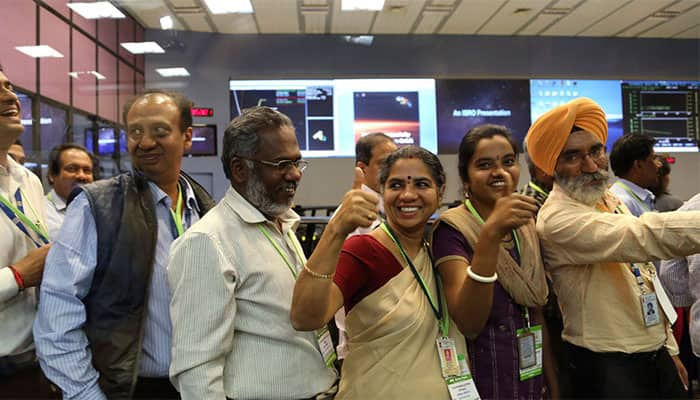 Celebratory mood at command centre after historic Mars feat