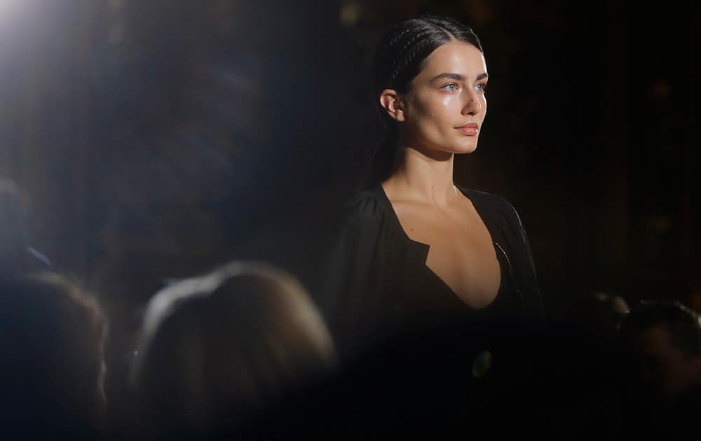 A model wears a creation as part of Stella McCartney's Spring/Summer 2015 ready-to-wear fashion collection presented in Paris, France.