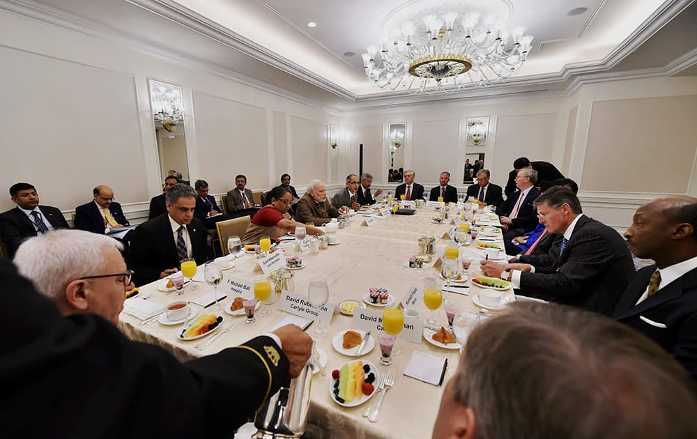 Prime Minister Narendra Modi during a breakfast meeting with CEOs in New York, US.
