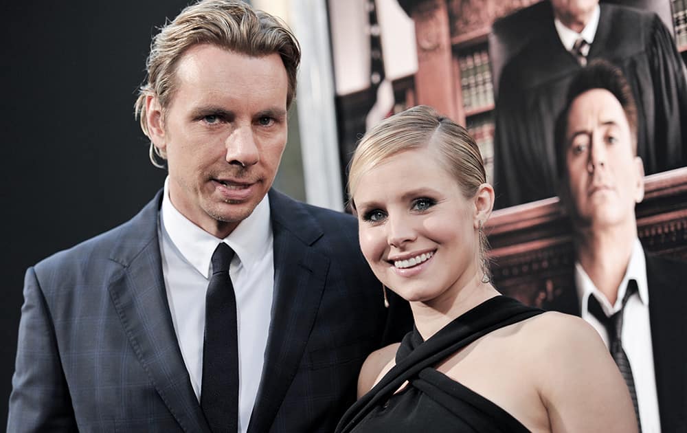 Dax Shepard, left, and Kristen Bell arrive at the LA Premiere OF 'The Judge', in Beverly Hills, Calif.