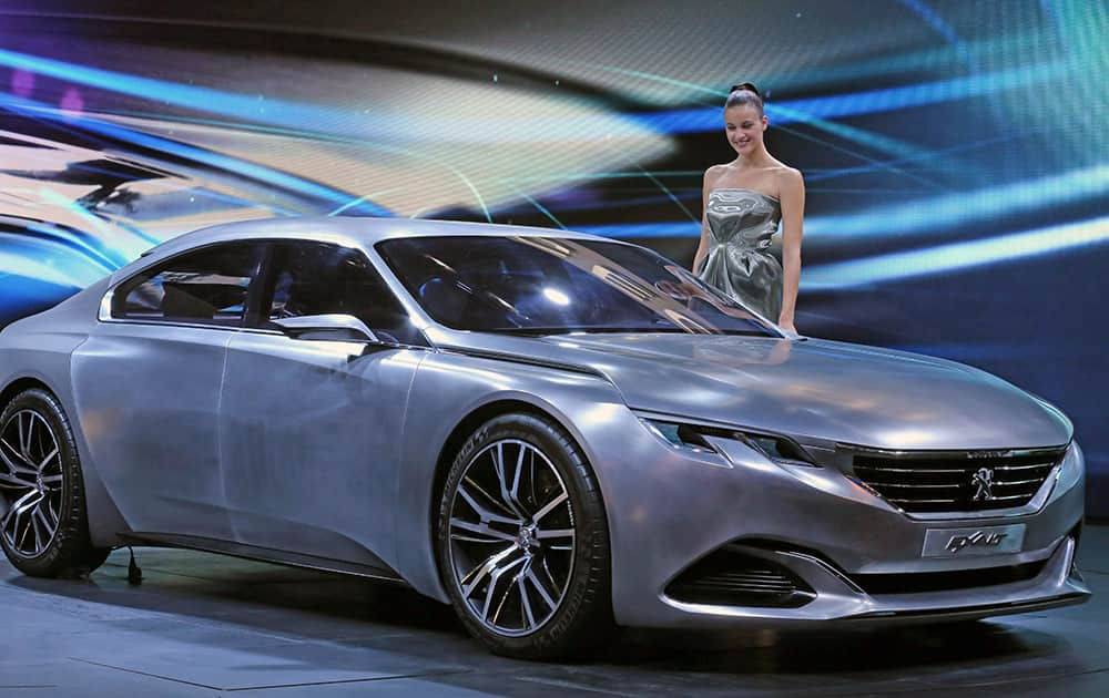 The Peugeot concept car Exalt is presented at the Paris Motor Show, in Paris.