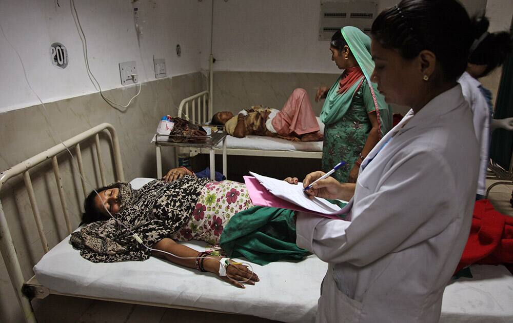 villagers believed to have been injured in cross border firing by Pakistan forces is brought for treatment at the Government Medical College Hospital at Masha da kothe village, in Arnia Sector near the India-Pakistan international border.