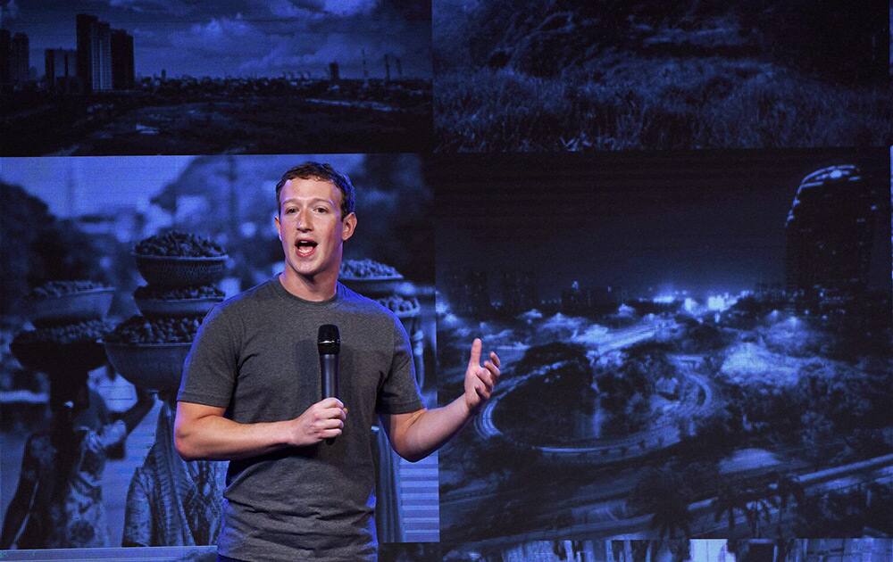 Facebook co-founder Mark Zuckerberg speaks at Internet.org summit in New Delhi.