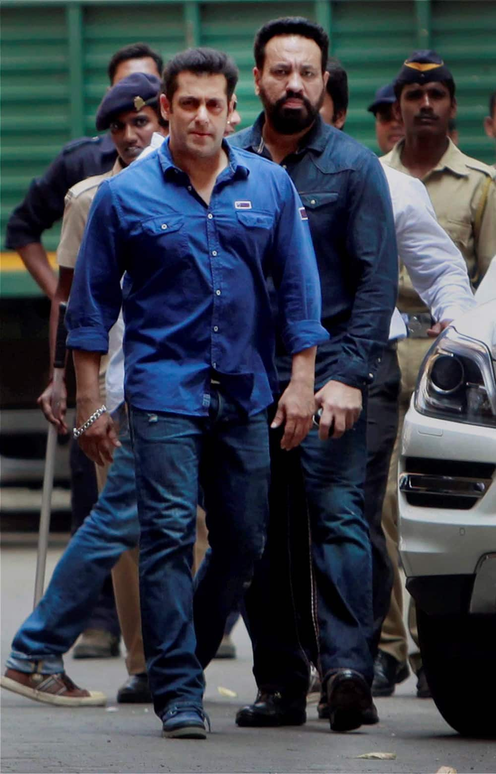 Salman Khan outside the Mumbai Sessions Court to attend a hearing in the 2002 hit-and-run case that involved him, in Mumbai.