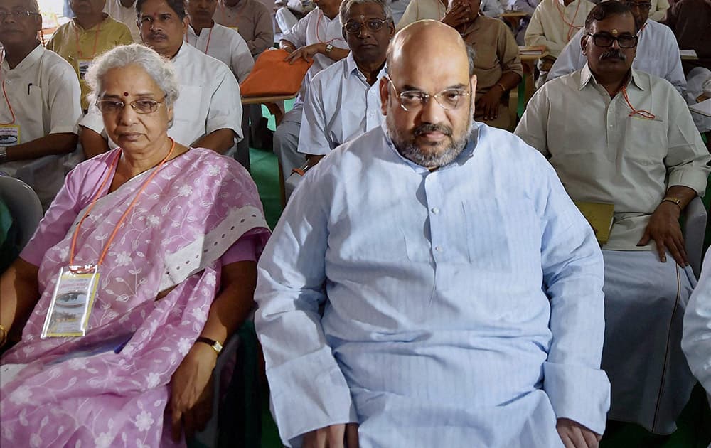BJP President Amit Shah attending the RSS meet in Lucknow.