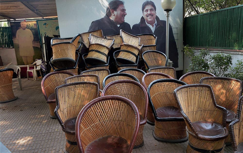 Empty chairs at Indian National Lok Dal (INLD) office after the partys poor show in Haryana elections, in New Delhi.