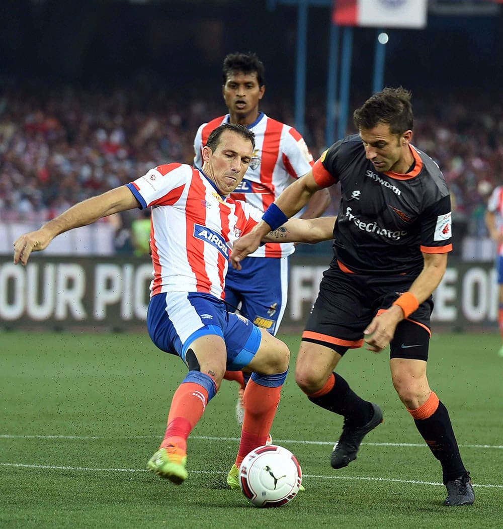 Delhi Dynamos FC Del Piero in action during ISL match against Atletico de Kolkata in Kolkata.