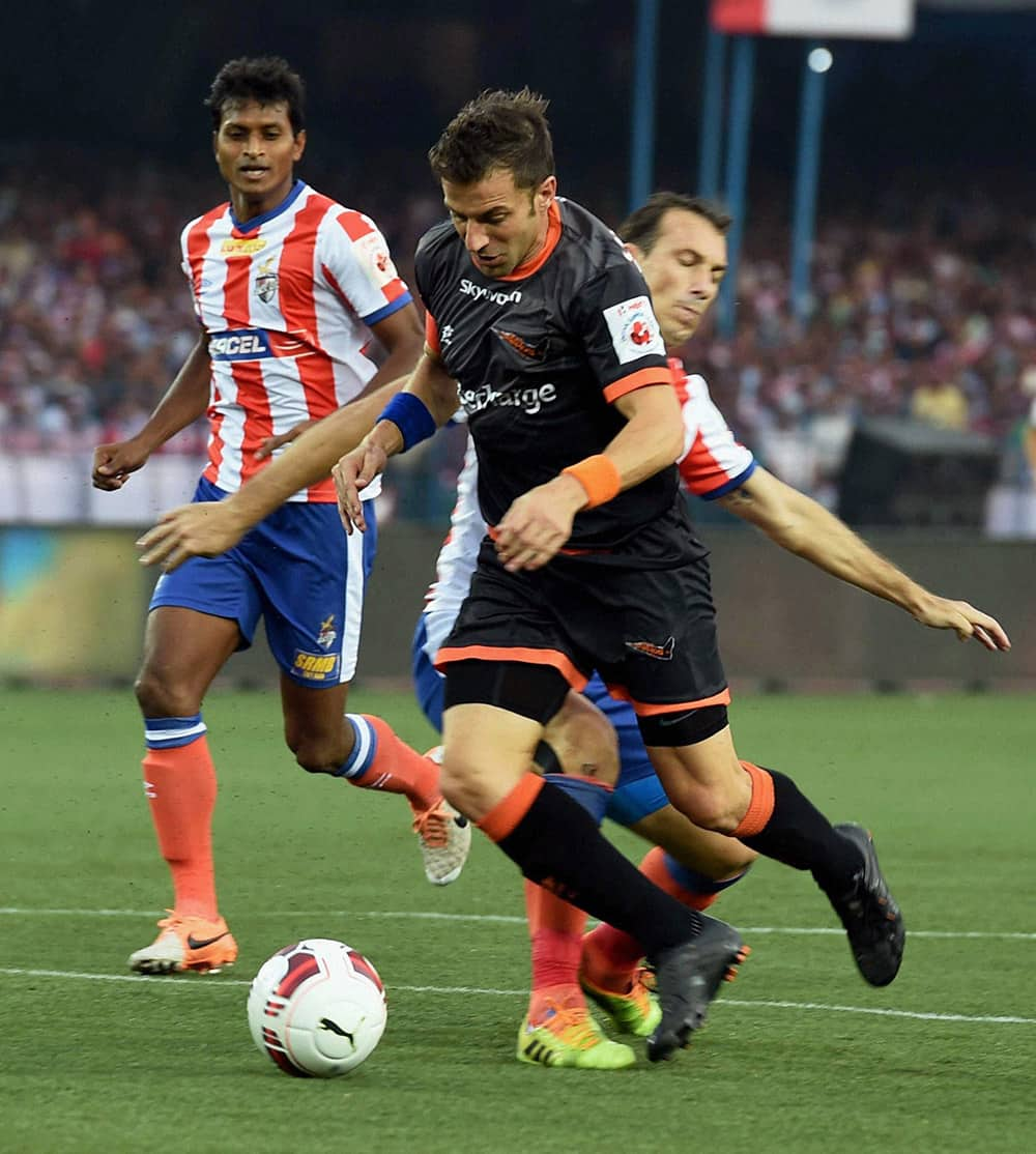 Delhi Dynamos FC Del Piero in action during ISL match against Atletico de Kolkata in Kolkata.