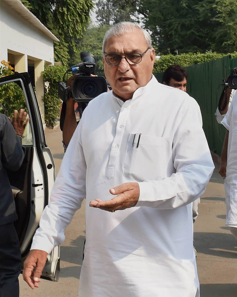 Outgoing Haryana Chief Minister Bhupinder Singh Hooda at his residence in New Delhi.