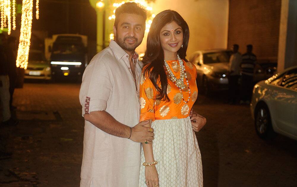 `THE HOSTS: Raj Kundra and Shilpa Shetty Kundra` at Shilpa Shetty’s Diwali bash in Mumbai. -dna