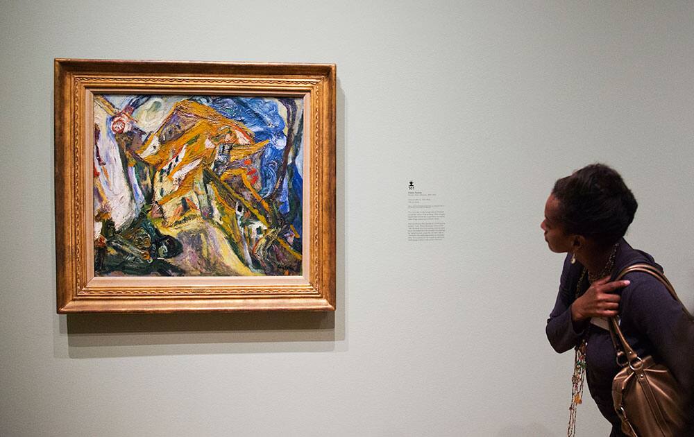 Chaim Soutine's painting `View of Ceret` hangs on display during a preview of the High Museum's new exhibit, `Cezanne and the Modern: Masterpieces of European Art from the Pearlman Collection,` in Atlanta.