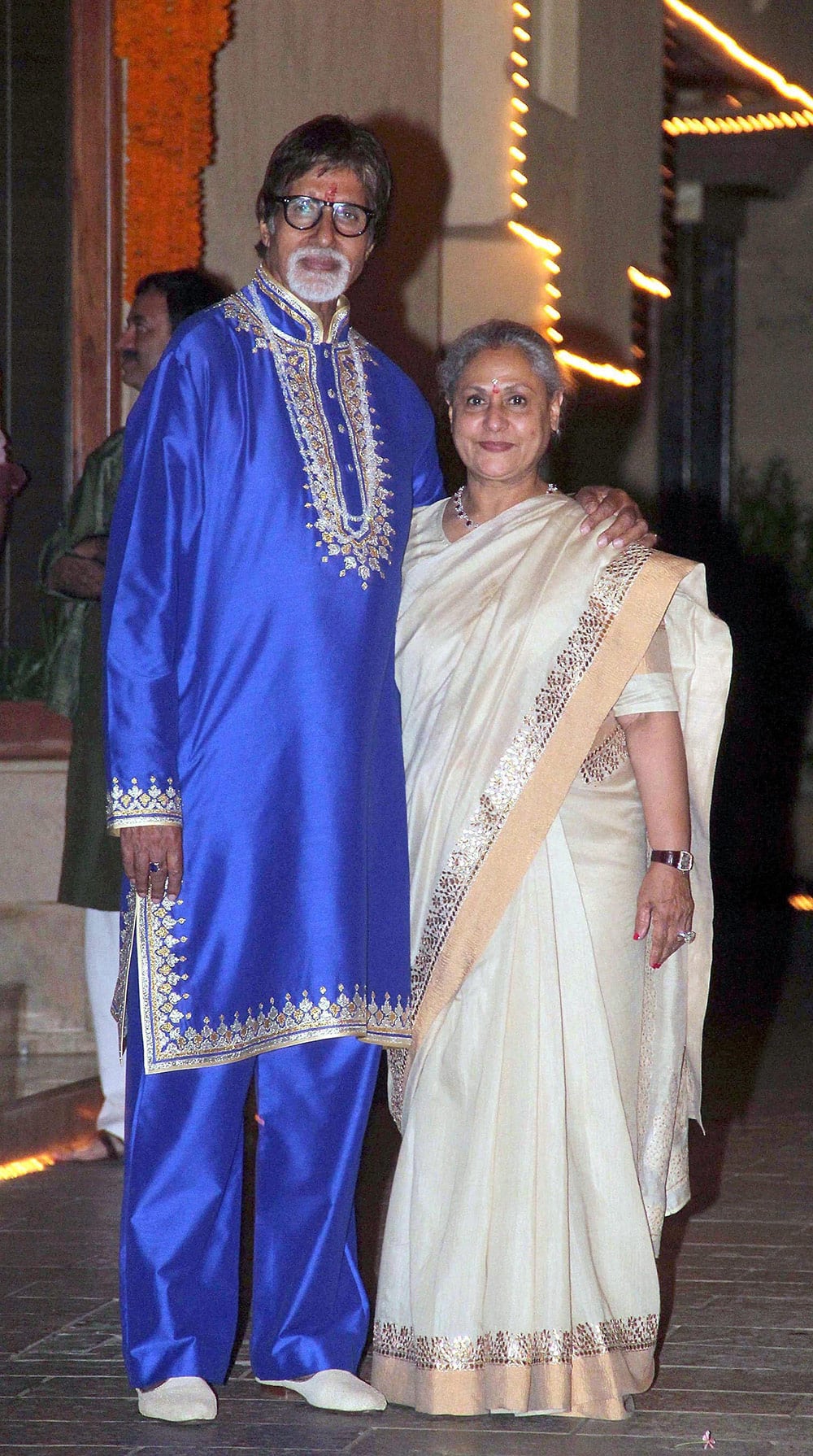 Amitabh Bachchan with his wife Jaya Bachchan at their Diwali party in Mumbai.