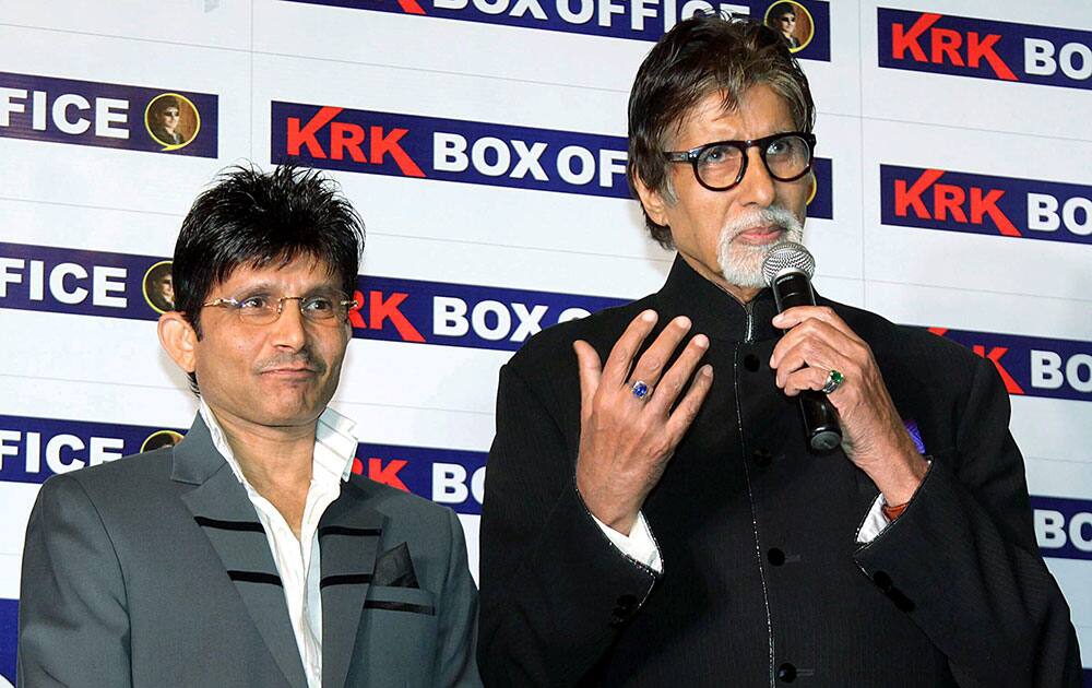 Bollywood actor Amitabh Bachchan launches Kamaal Khan KRK Box Office website in Mumbai.