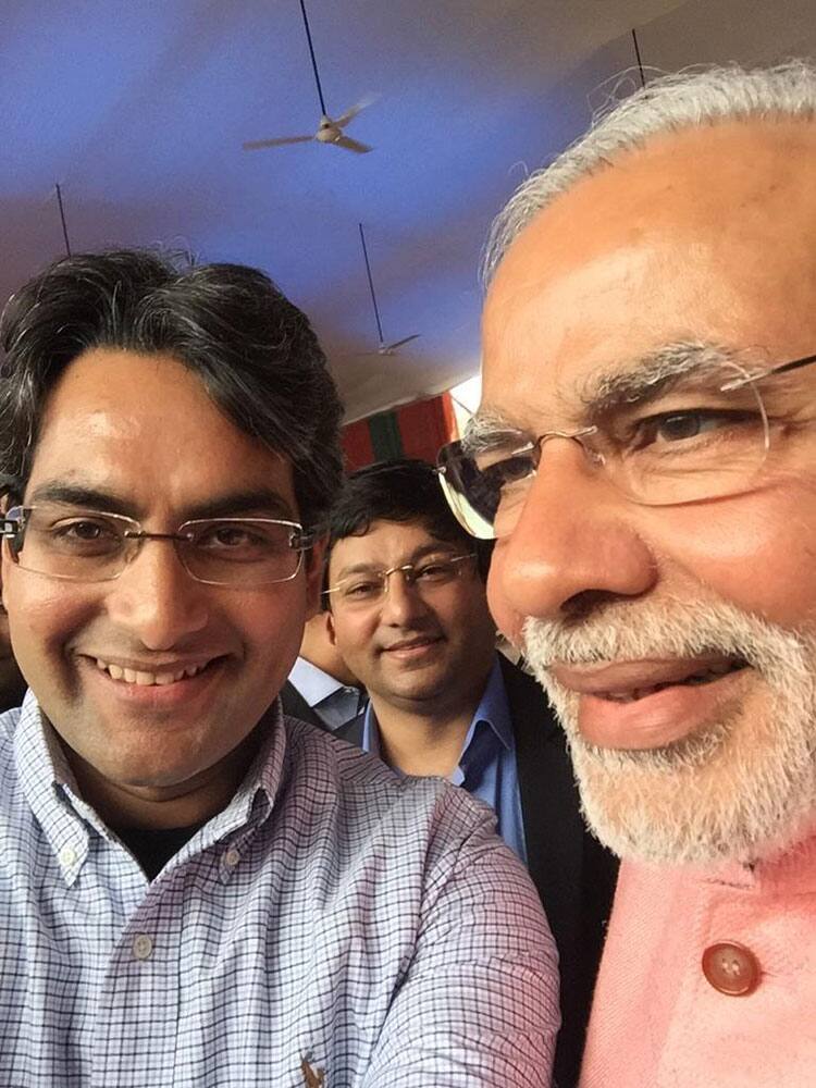 Sudhir Chaudhary - 1st selfie with prime minister @narendramodi @ZeeNews -twitter