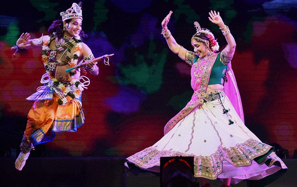 Actress and BJP MP Hema Malini perform at a programme in Mumbai.