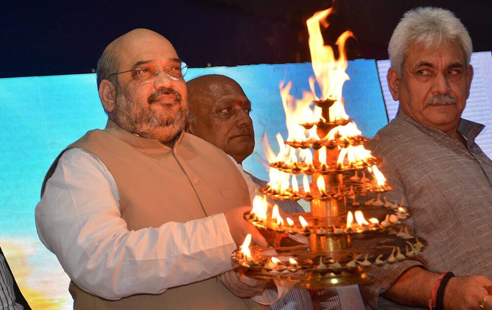 BJP President Amit Shah during Chhath Puja festival in Ahmedabad.