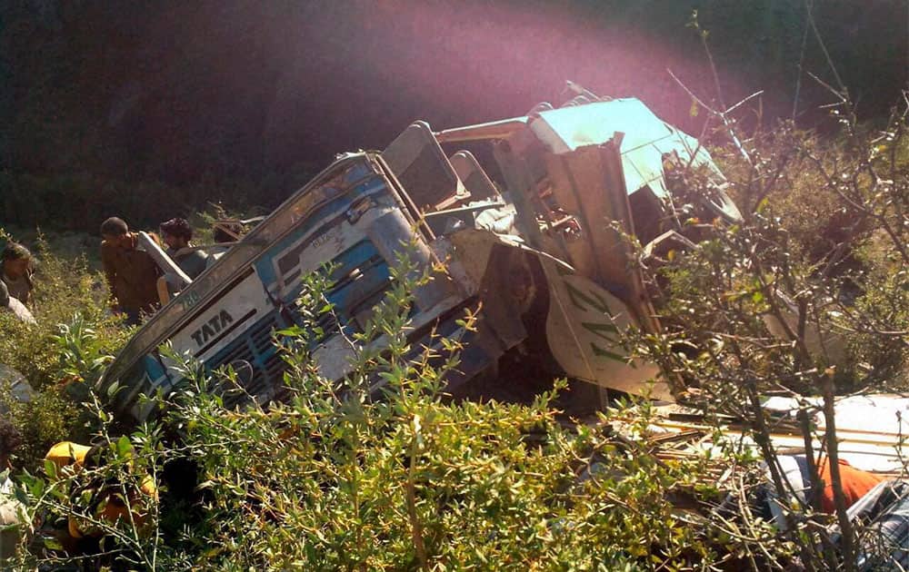A passenger bus that rolled down into a deep gorge near Himgiri, 90 kms from Chamba.