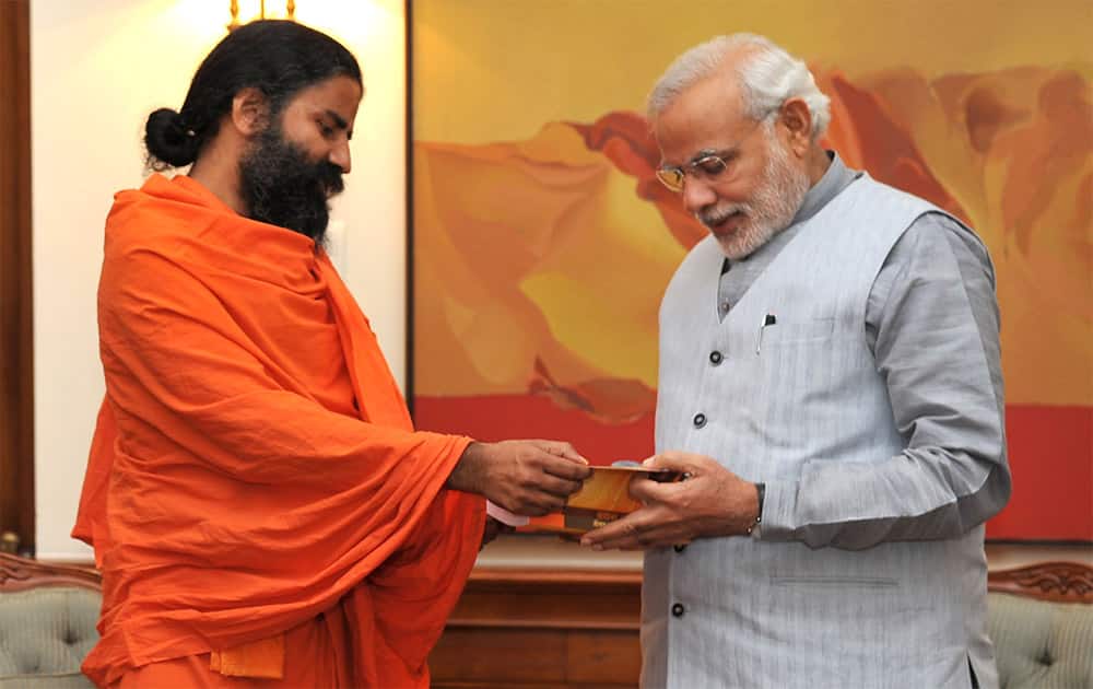 Baba Ramdev calling on the Prime Minister, Shri Narendra Modi, in New Delhi. Pic Courtesy: http://pib.nic.in/