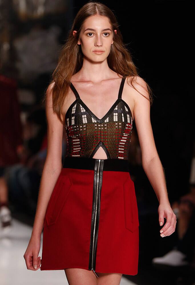 A model wears a creation from the Colcci Winter collection during the Sao Paulo Fashion Week.