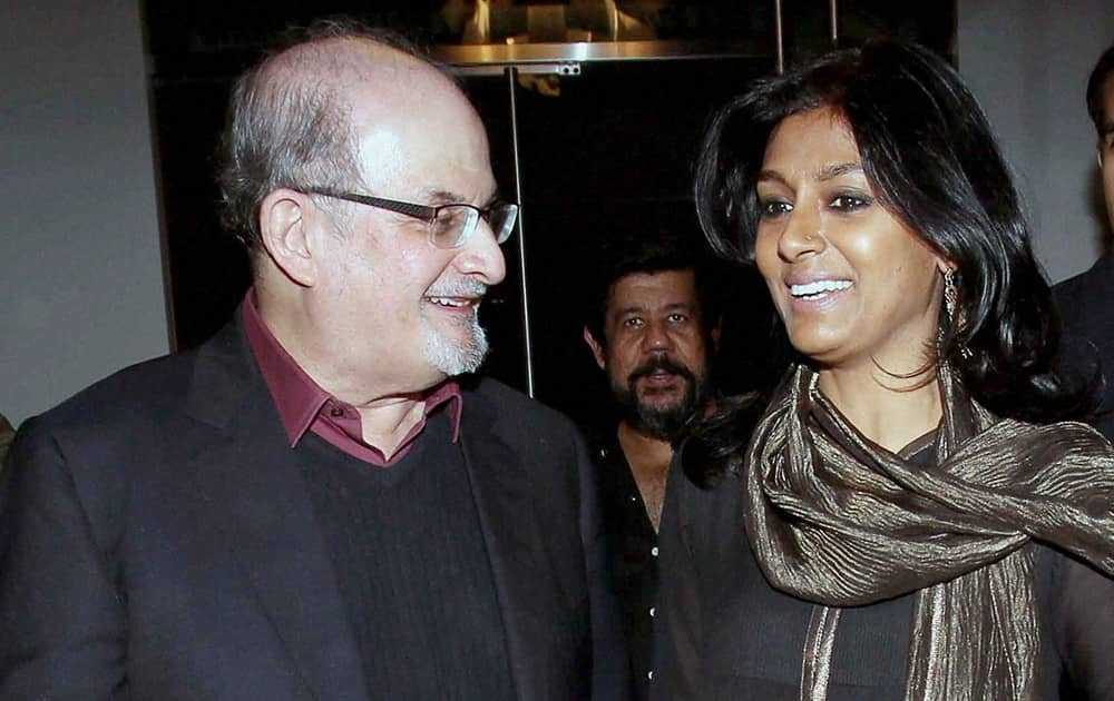 Author Salman Rushdie with actor Nandita Das at a reception at the 1st Annual Indo American Arts Council Literary Festival in New York.